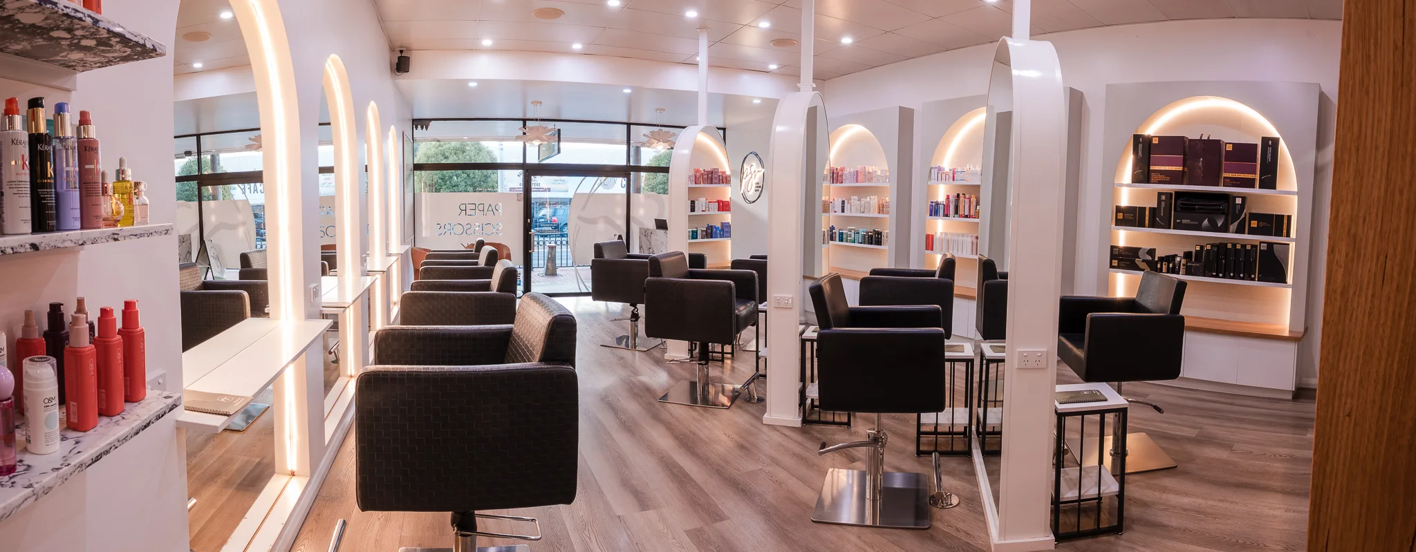 The illuminated styling stations inside PSR