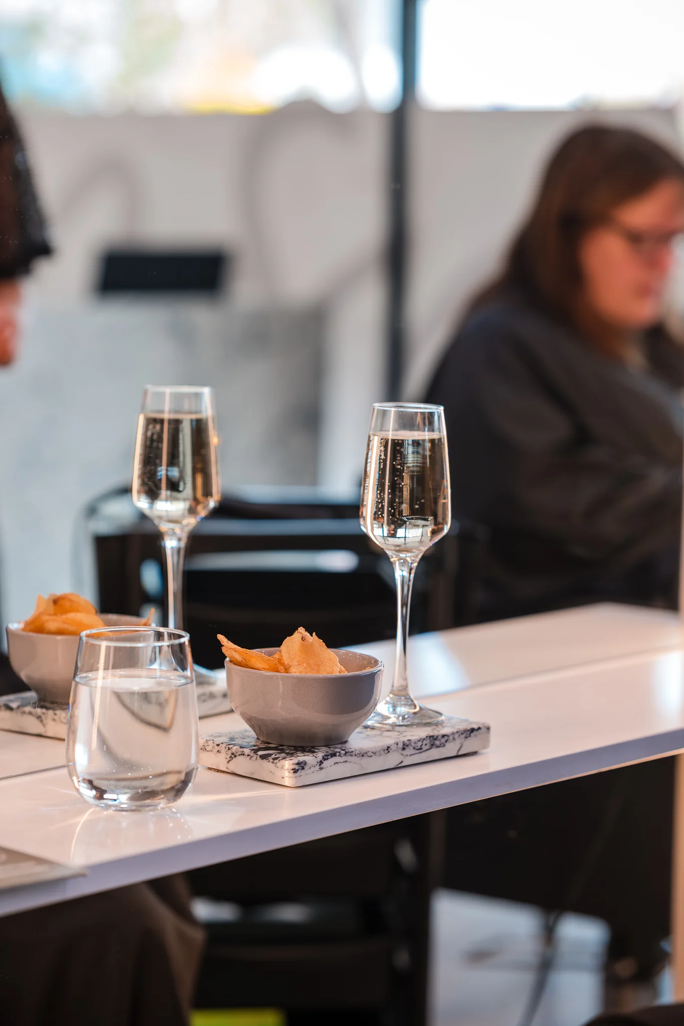 Champagne served during the salon experience