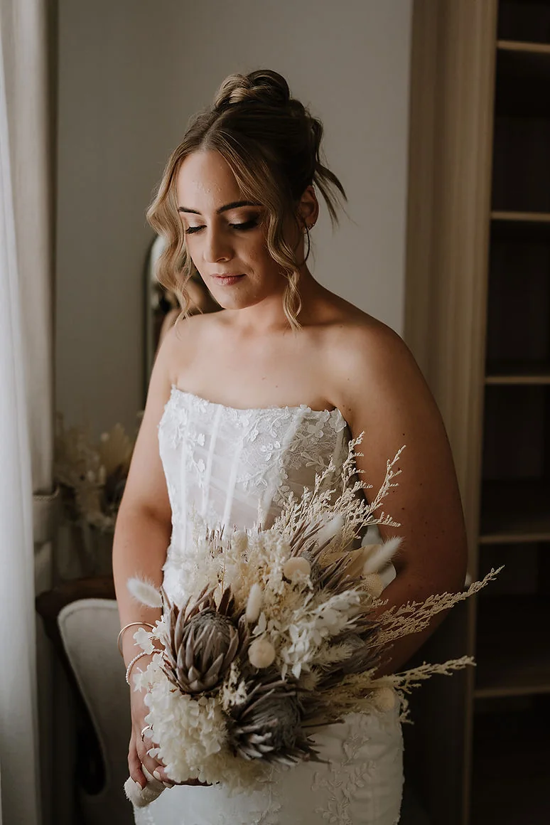 Bride with a soft wedding up-do